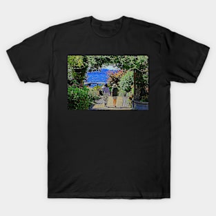 Two Women with Summer Hats - Painterly Photo T-Shirt